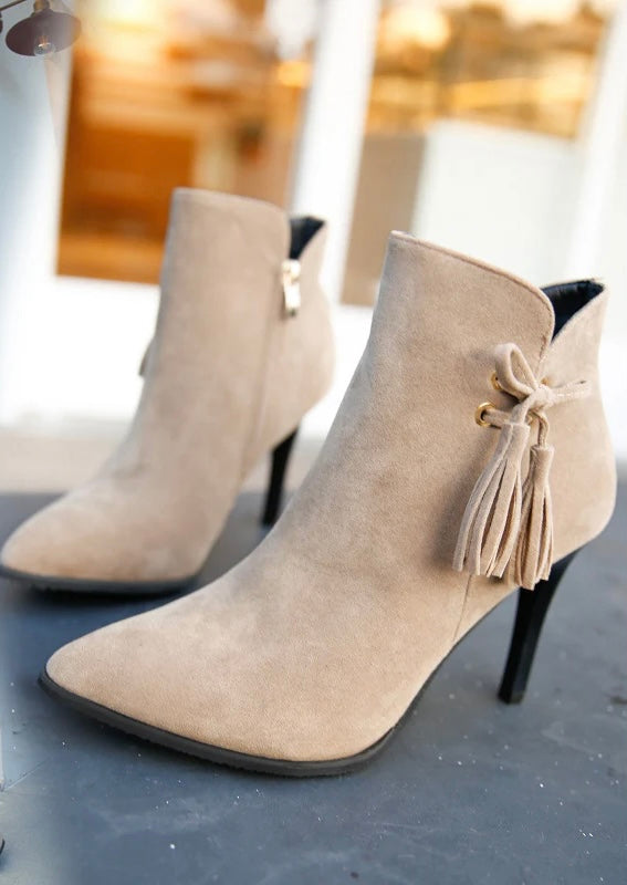 Suede Ankle Length Stiletto Boots