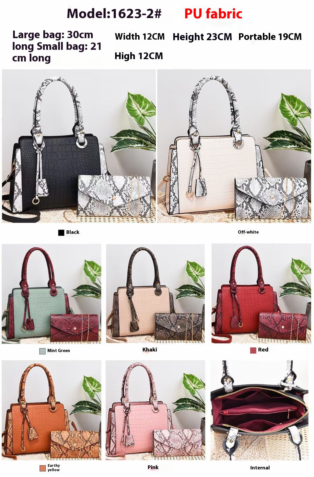 Snake Print Hand Shoulder Bag Two Piece Set