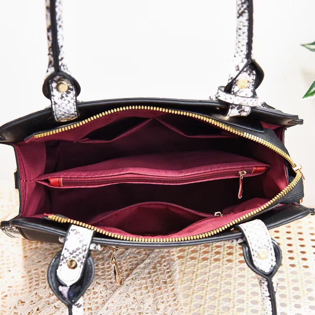 Snake Print Hand Shoulder Bag Two Piece Set