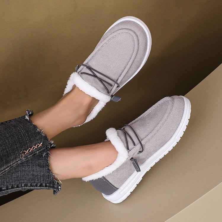 Warm Fleece-Lined Canvas Slip On Shoes
