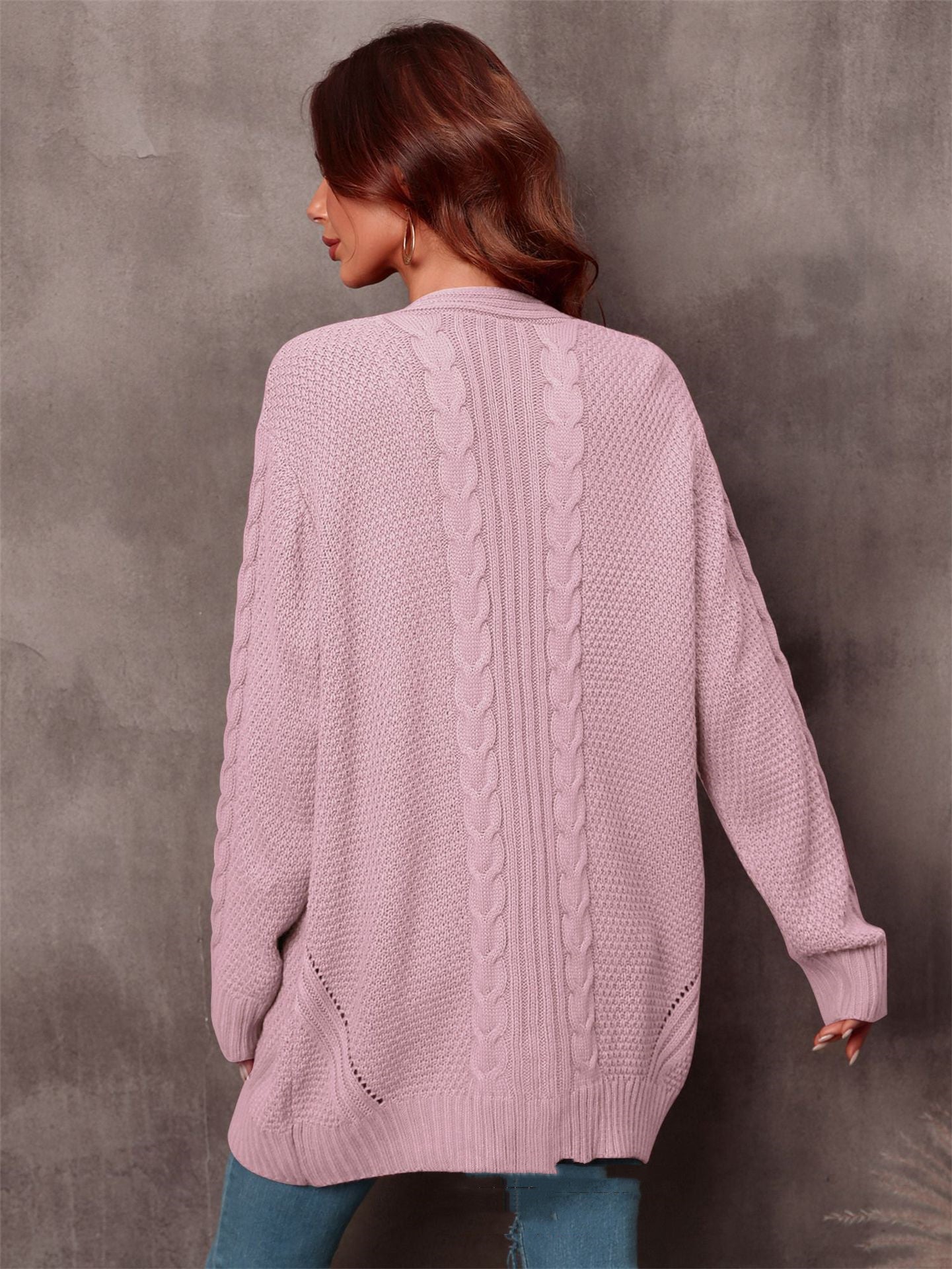 Mid-Length Long Sleeve Knit Cardigan