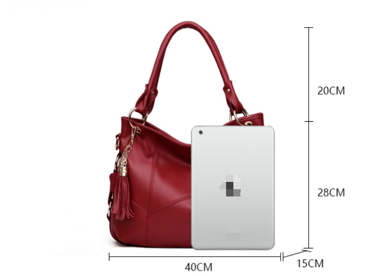 Hand Shoulder Bag with Decorative Tassels