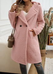 Manteau à capuche en peluche jusqu'aux genoux avec poches