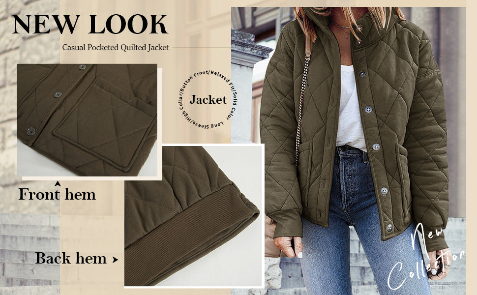 Long Sleeve Quilted Jacket with Pockets