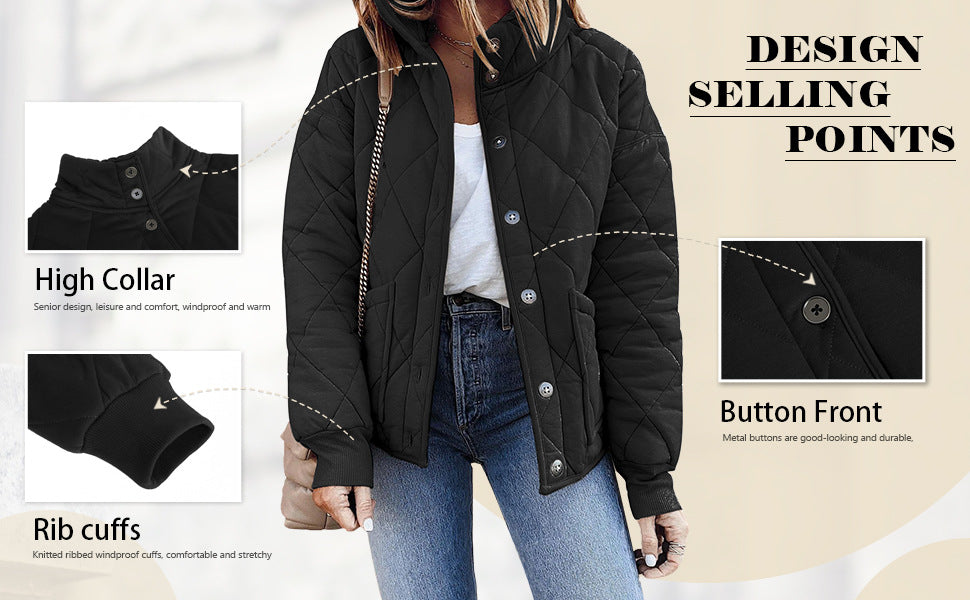 Long Sleeve Quilted Jacket with Pockets
