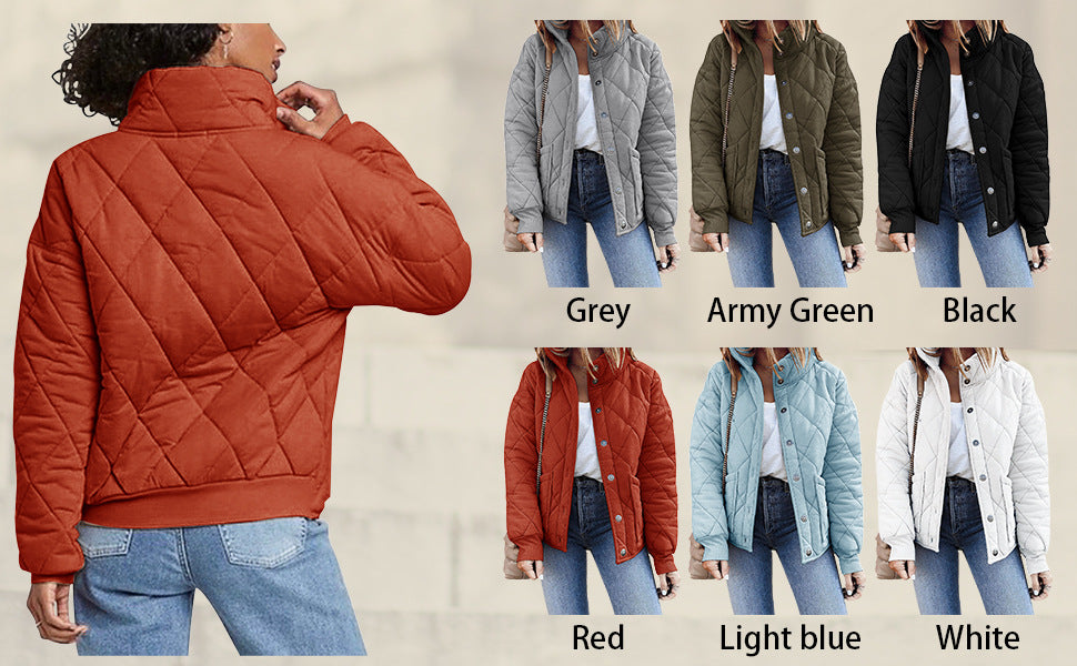 Long Sleeve Quilted Jacket with Pockets
