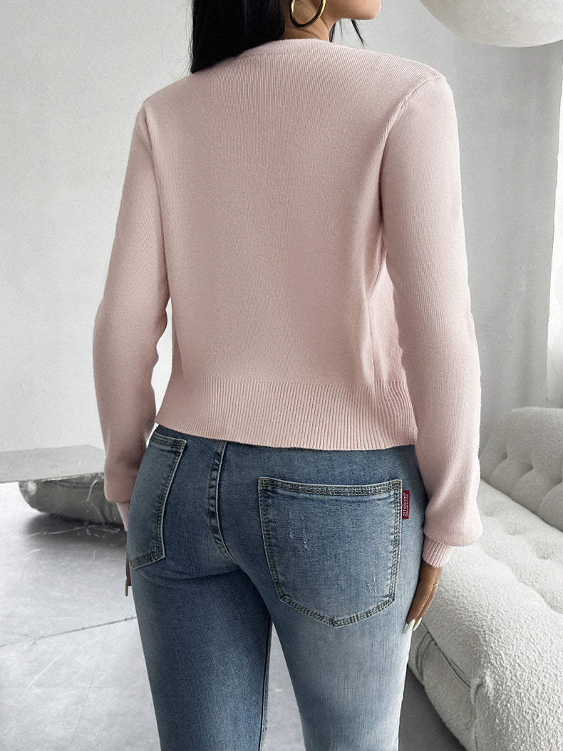 Button-Up Long Sleeve Solid Colour Cardigan