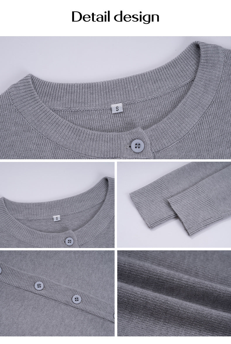 Button-Up Long Sleeve Solid Colour Cardigan