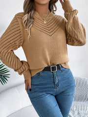 Round Neck Long Sleeve Solid Colour Sweater