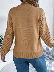 Round Neck Long Sleeve Solid Colour Sweater