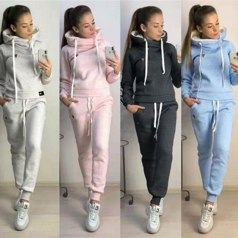 Solid Colour Fleece-Lined Sweatsuit