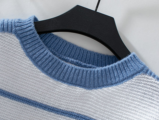Loose Fit Round Neck Striped Sweater