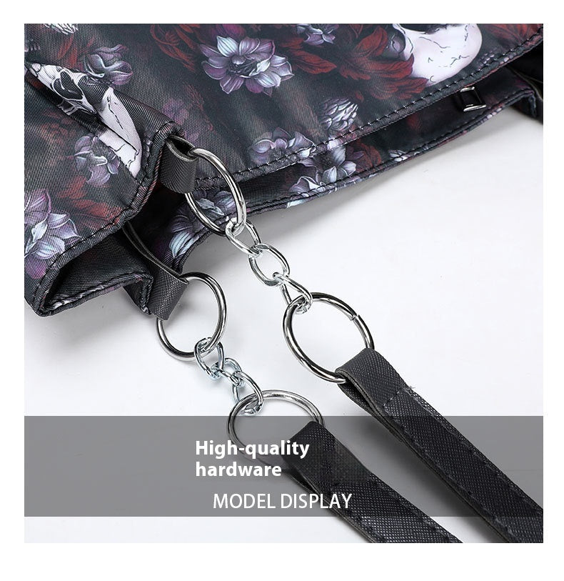 Large Capacity Skull Print Shoulder Bag