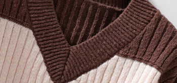 V-Neck Long Sleeve Striped Sweater