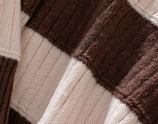 V-Neck Long Sleeve Striped Sweater
