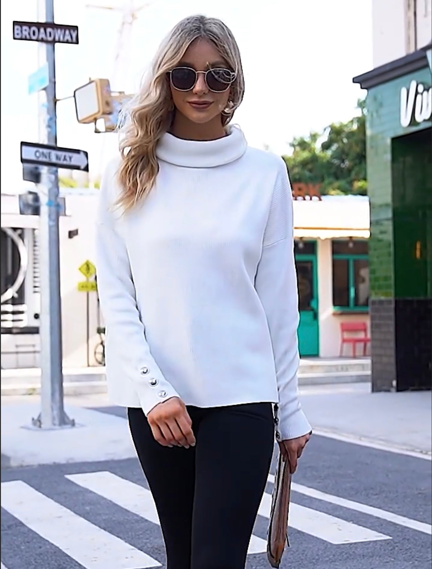 Solid Colour Turtleneck Sweater