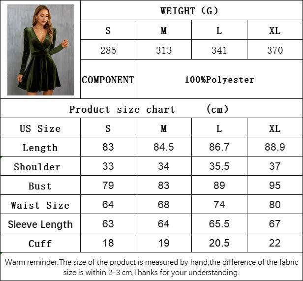 V-Neck A-Line Long Sleeve Velvet Dress