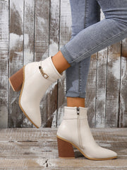 Pointed Toe Chunky Heel Ankle Boots