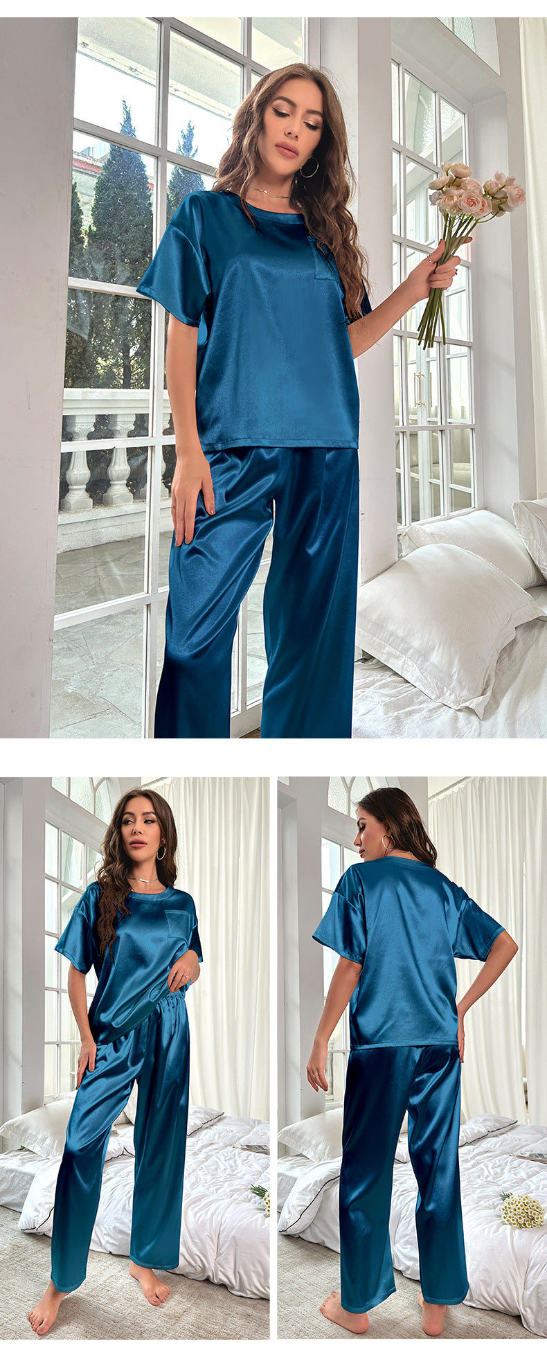 Short Sleeve Ice Silk Pajamas
