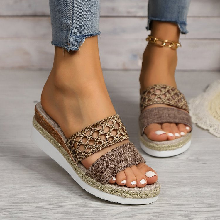 Wedge Sandals with Braided Strap