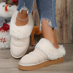 Fleece-Lined Platform Slippers