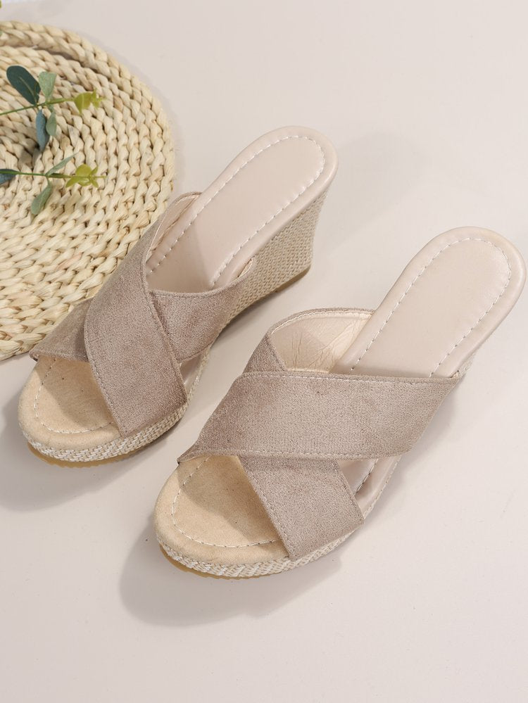 Cross-Strap Wedge Sandals