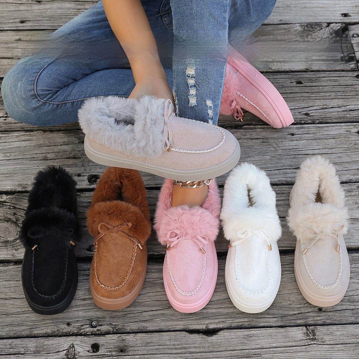 Plush Suede Platform Slippers