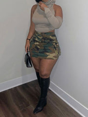 Camouflage Pockets Mini Skirt