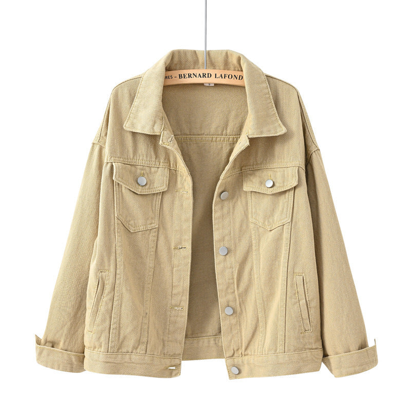 Einfarbige Jeansjacke mit Taschen