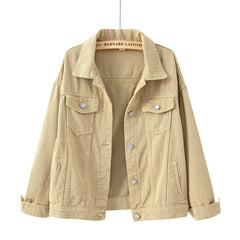 Einfarbige Jeansjacke mit Taschen