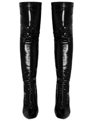 Pointed Toe Patent Leather Over-the-Knee Boots