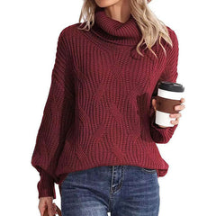 Gestrickter Langarm-Rollkragenpullover in 6 Farben S-XXL 