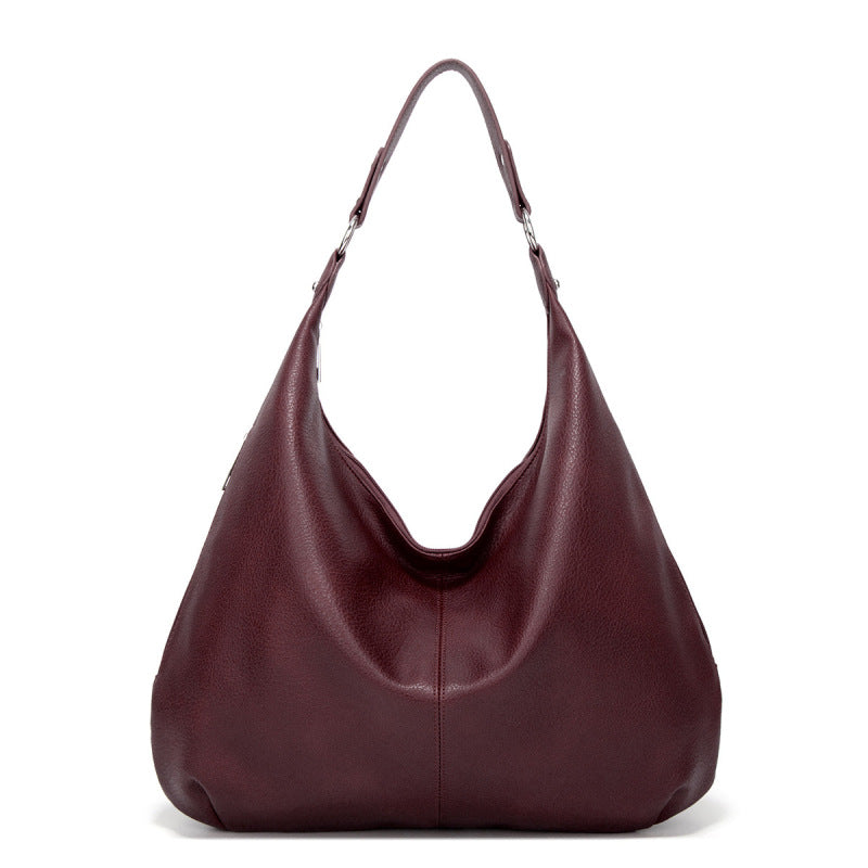 Solid Color Hand Shoulder Bag with Zipper