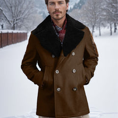 Men's Double Breasted Wool Coat with Pockets