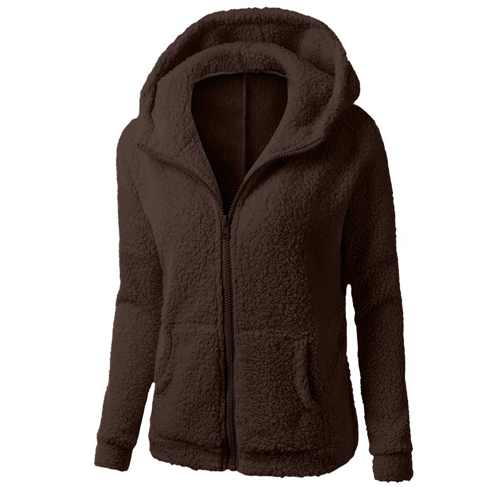 Fleece Zippered Sweater Hoodie with Pockets in 7 Colors S-XXL