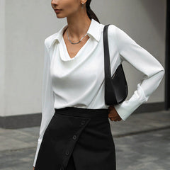 Elegant Long Sleeve Blouse with Cowl Neck