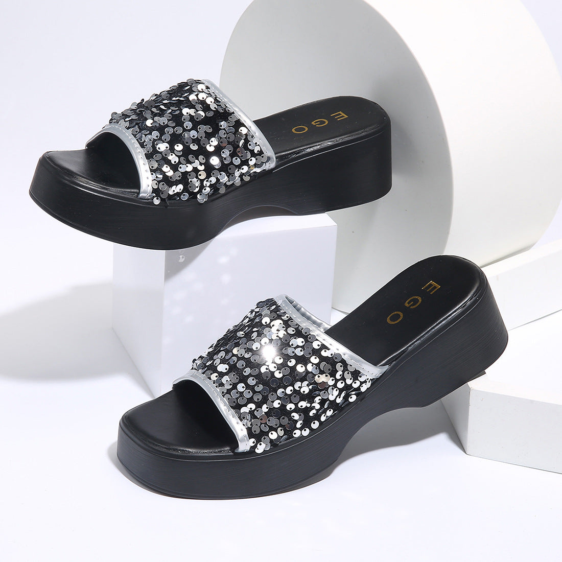 Sparkly Sequin Platform Sandals