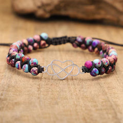 Bohemian Double Layer Stone Bracelet with Heart