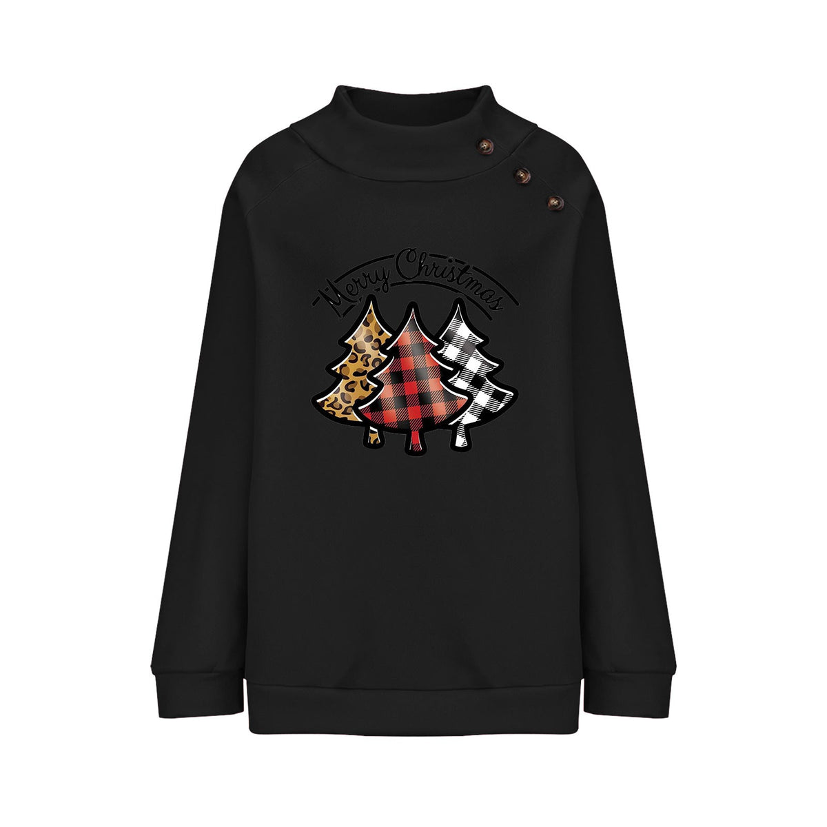Christmas Long Sleeve Top with Decorative Buttons in 5 Colors S-XXL