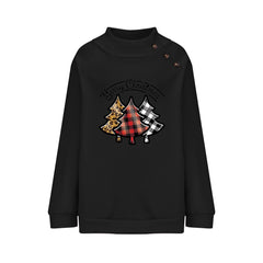 Christmas Long Sleeve Top with Decorative Buttons in 5 Colors S-XXL