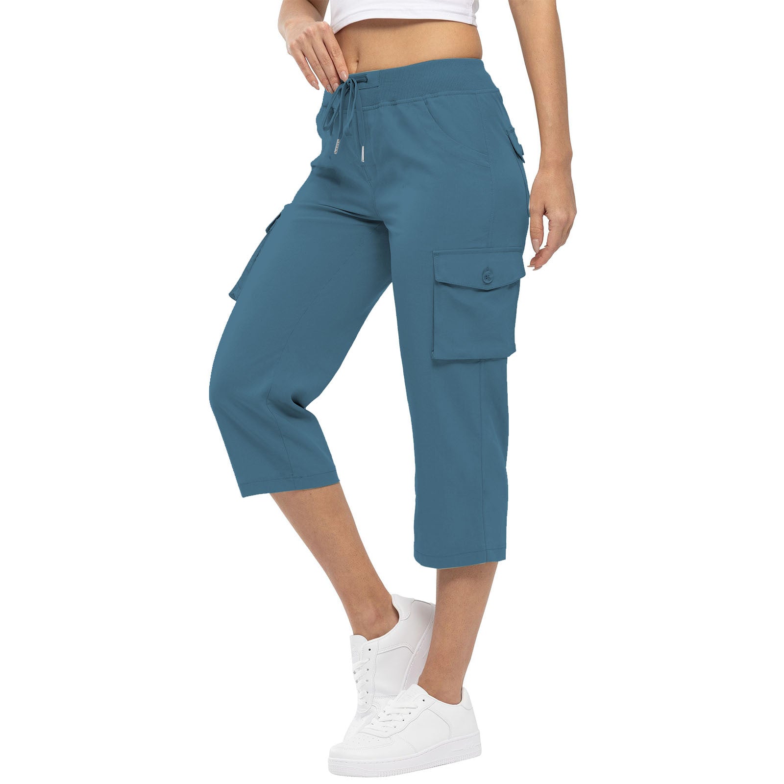 Caprihose mit Kordelzug, hoher Taille und Taschen