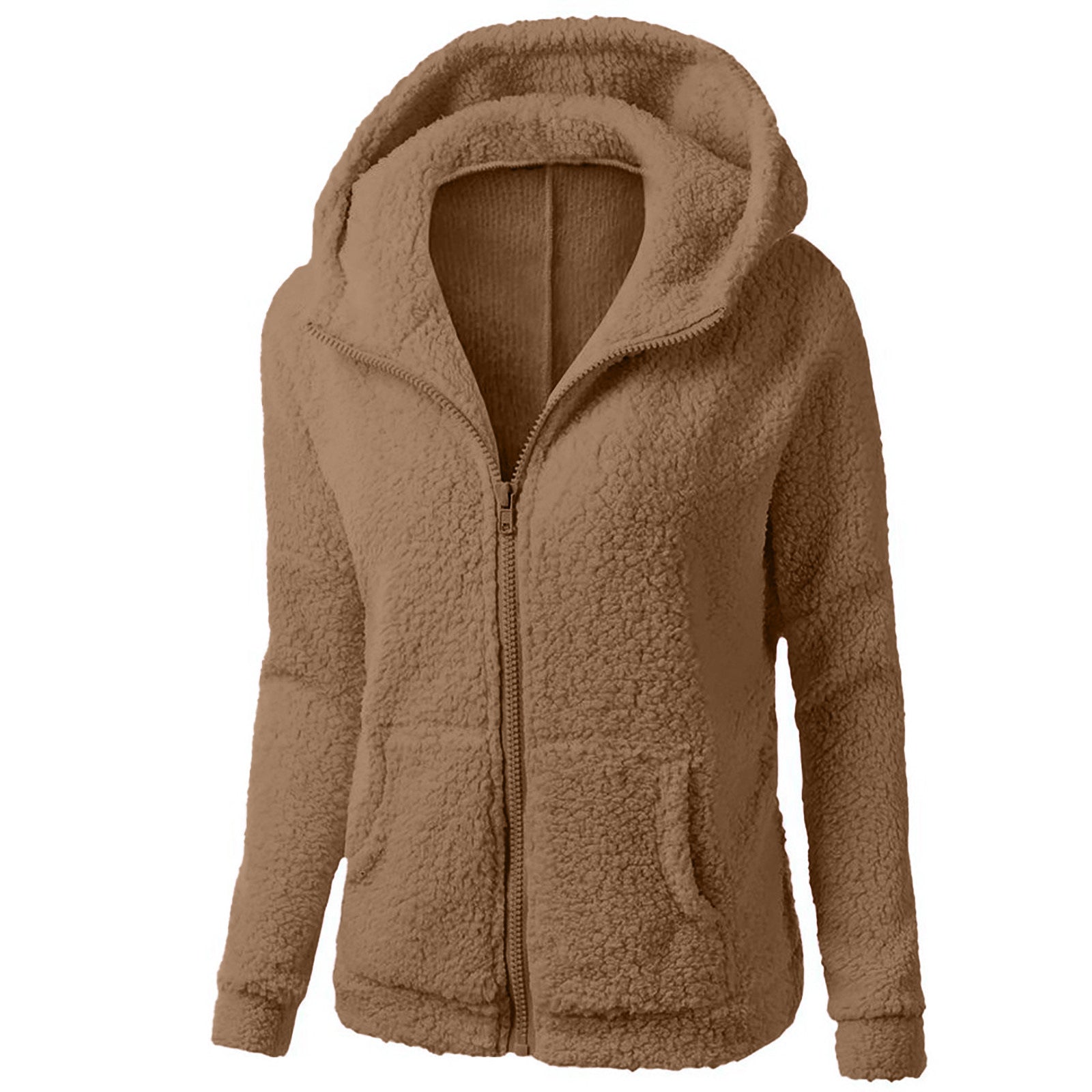 Fleece Zippered Sweater Hoodie with Pockets in 7 Colors S-XXL