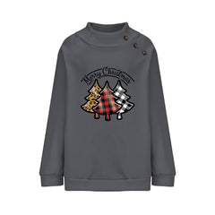 Christmas Long Sleeve Top with Decorative Buttons in 5 Colors S-XXL