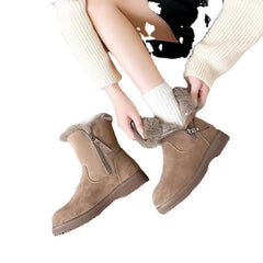 Fleece-Lined Non-Slip Leather  Snow Boots in 2 Colors