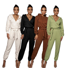 Langarm-Freizeit-Overall mit Kapuze in 4 Farben XS-XL