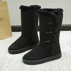 Plush Suede Snow Boots with Flat Heel in 3 Colors