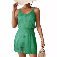 Cache-maillot de plage en tricot à bretelles spaghetti