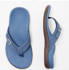 PU Leather Flat Heel Flip Flops