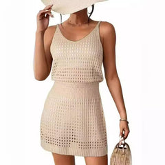 Cache-maillot de plage en tricot à bretelles spaghetti