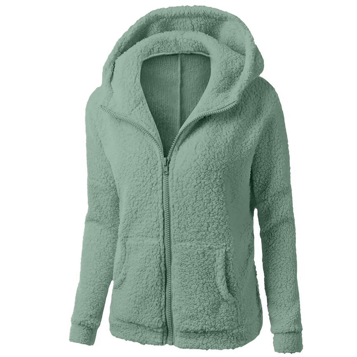 Fleece Zippered Sweater Hoodie with Pockets in 7 Colors S-XXL